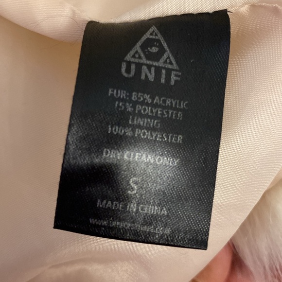 UNIF Off-White Teddy Jacket with Studded Sleeves - Picture 5 of 7